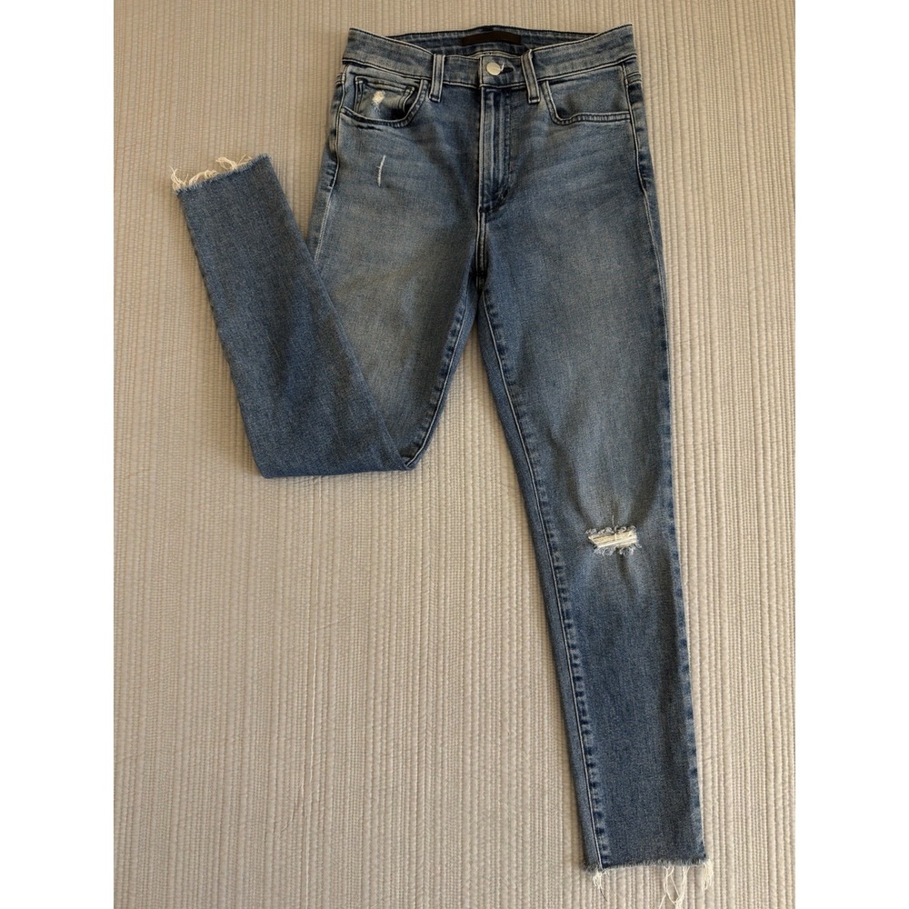 Joe's Jeans High-Rise Skinny Crop Distressed Stretch Blue Jeans Women size 26‎